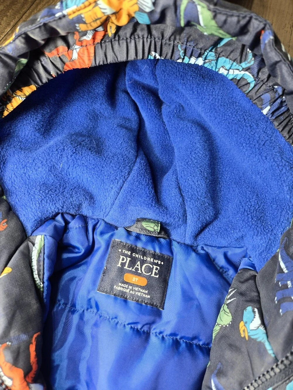 The Children’s Place Toddler Boy 2T Navy Dino Hooded Puffer Jacket